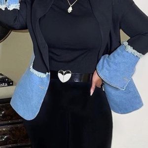 Regular Fit Split Joint Urban Lapel Collar Blazer, Blazers, color:Black|size:XXL, Stylewe