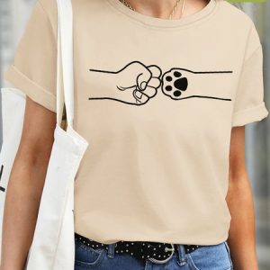 Womens Dog Lover  Waterproof Oilproof And Stainproof Fabric T-Shirt, color:Apricot|size:3XL, Lilicloth.com