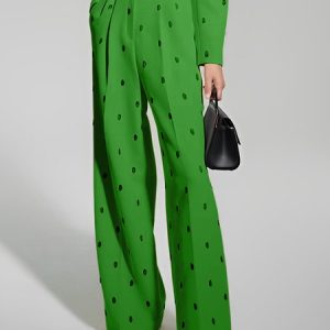 Polka Dots Regular Fit Urban Fashion Pants, Pants, color:Green|size:XXL, Stylewe