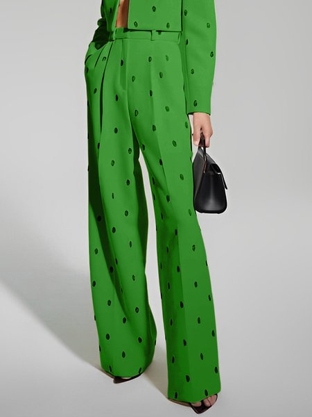 Polka Dots Regular Fit Urban Fashion Pants, Pants, color:Green|size:XXL, Stylewe