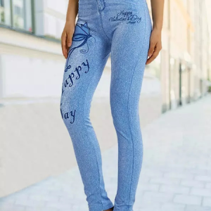 Butterfly Casual Tight Legging, Leggings, color:Blue|size:XXL, JustFashionNow