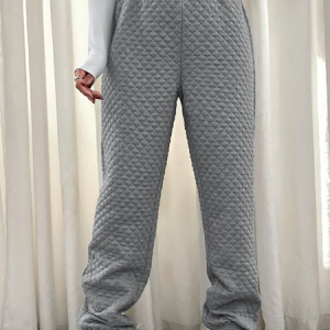 Small Diamond Quilted Warm Casual Pants, Pants, color:Gray|size:XXL, JustFashionNow