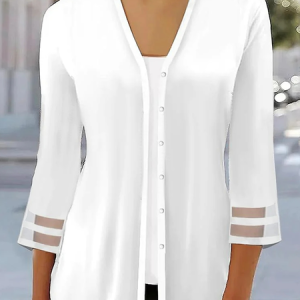 Loose Wrap Plain Casual Shirt, Shirts & Blouses, color:White|size:XXL, JustFashionNow