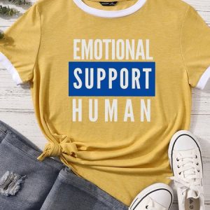 Lilicloth X Funnpaw Women's Emotional Support Human Matching T-Shirt, color:Yellow|size:XXL, Lilicloth.com