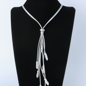 New European and American Retro High-quality Tassel Long Necklace, Necklace, color:Silver|size:One-size, Noracora