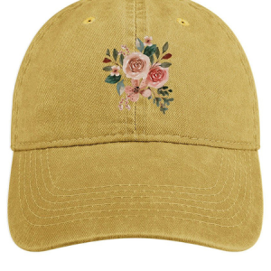 Women's Floral Adjustable Denim Hat, color:Yellow|size:One-size, Lilicloth.com