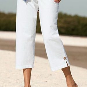 Plus Size Casual Loose Plain Cotton Pants, Pants, color:White|size:4X, JustFashionNow