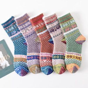 5pairs Christmas Elk Polka Dots Warmth Crew Mid-calf Socks, Socks, color:As Picture|size:5 Pairs, JustFashionNow