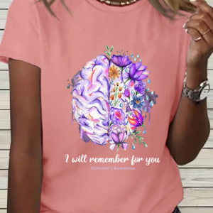Women's I Will Remember For You Loose Simple T-Shirt, color:Pink|size:3XL, Lilicloth.com