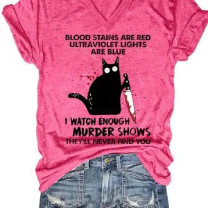 Womens Red Blue Sarcasm Casual V Neck T-Shirt, color:Pink|size:3XL, Lilicloth.com