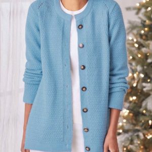 Crew Neck Loose Sweater Coat, Sweaters, color:Blue|size:XXL, JustFashionNow