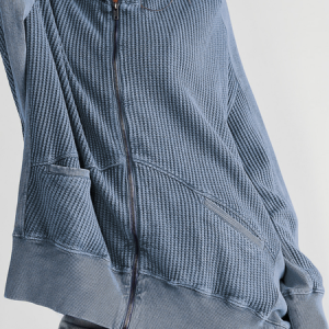 Hoodie Long Sleeve Plain Regular Micro-Elasticity Loose Jacket For Women, Jackets, color:Blue|size:XL, Noracora