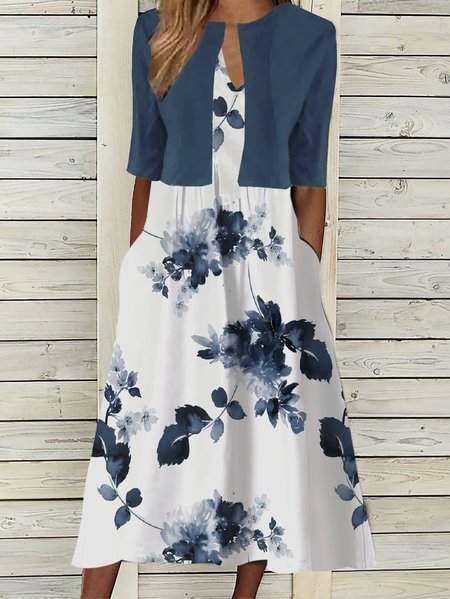 V Neck Loose Casual Two-Piece Set, Suit Set, color:white-blue|size:XXL, JustFashionNow