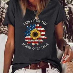 Plus Size Printed Crew Neck Short Sleeve Casual T-shirt, TOPS, color:Black|size:4X, Noracora
