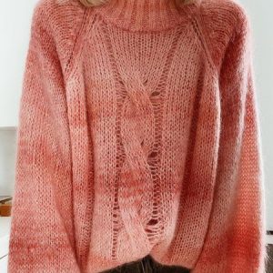 Women Yarn/Wool Yarn Plain Long Sleeve Comfy Casual Sweater, Sweaters, color:Red|size:XXL, Noracora