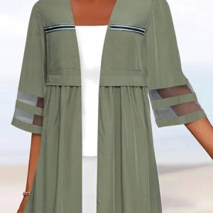 Wrap Casual Ruched Loose Kimono, Cardigans, color:Army Green|size:XXL, JustFashionNow