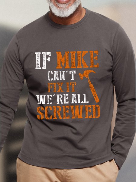 Men's Can't Fix It Cotton Crew Neck Long Sleeve T-Shirt, color:Gray|size:3XL, Lilicloth.com