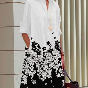 Plus Size Urban Regular Fit Shirt Collar Dress, Plus Dresses, color:White|size:4X, Stylewe