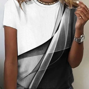Loose Printing Color Block Casual T-Shirt, T-shirts, color:Multicolor|size:XXL, Noracora