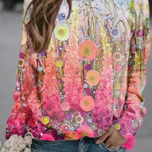 Casual Crew Neck Regular Fit Sweatshirt, Sweatshirts & Hoodies, color:Pink|size:3XL, JustFashionNow