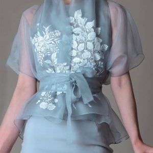 Shawl Collar Elegant Floral Short Sleeve Kimono, Kimonos, color:As Picture|size:XXL, Stylewe