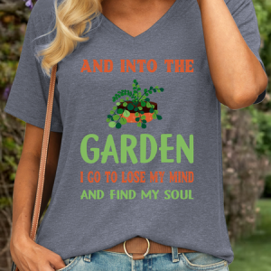 Lilicloth X Rajib Sheikh And Into The Garden I Go To Lose My Mind And Find My Soul Women’s Casual Plants T-Shirt, color:Gray|size:3XL, Lilicloth.com