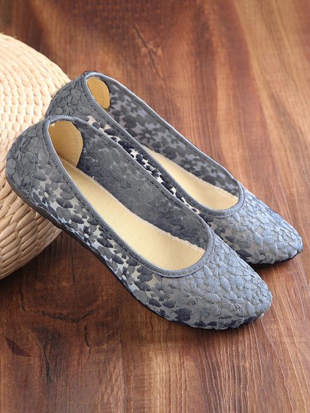 Comfortable Soft Sole Lace Pumps, Flats, color:Light Blue|size:41, JustFashionNow