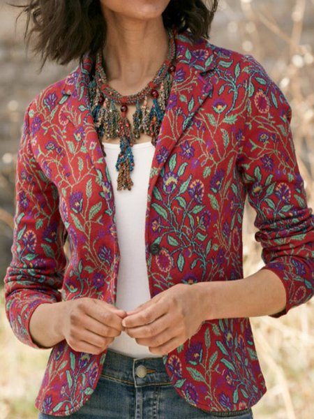 Woolen Shawl Collar Loose Blazer, Blazers, color:Red|size:XXL, JustFashionNow