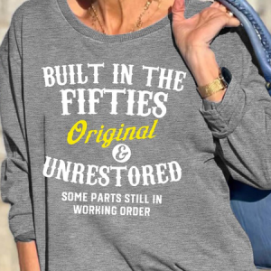 Women's Printed Sweatshirt With Fifties, color:Gray|size:3XL, Lilicloth.com
