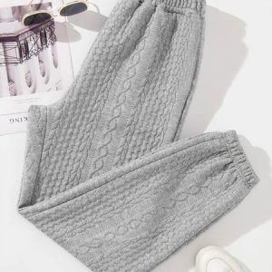 Fluff/Granular Fleece Fabric Casual Casual Pants, Pants, color:Gray|size:XXL, JustFashionNow