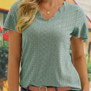 Shell Neck Loose Short Sleeve T-Shirt, Shirts & Blouses, color:White|size:XXL, JustFashionNow