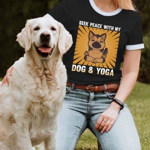 Lilicloth X Funnpaw X Jessanjony Seek Peace With My Dog And Yoga Women's T-Shirt, color:Black|size:3XL, Lilicloth.com