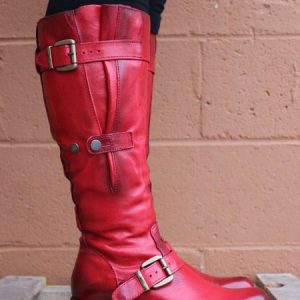 All Season Daily Flat Heel Boots, Boots, color:Red|size:43, JustFashionNow