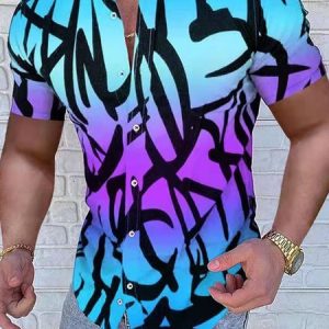 Printing Regular Sleeve Vacation Shirt Collar Shirt, Shirts ＆ Blouse, color:As Picture|size:3XL, JustFashionNow