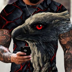 Men's Casual Eagle Graphic Crew Short Sleeve T-Shirt Street Vacation Clothing, T-Shirts, color:As Picture|size:3XL, JustFashionNow