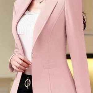 Lapel Collar Long Sleeve Plain Buckle Regular Regular Fit Blazer For Women, Blazers, color:Pink|size:3XL, Noracora