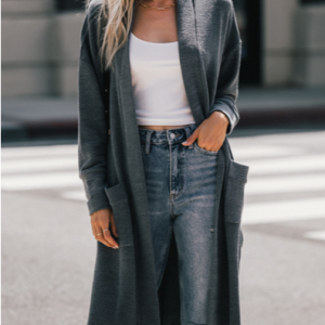 Plain Casual Loose Others Other Coat, Cardigans, color:Deep Gray|size:XXL, JustFashionNow