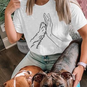 Lilicloth X Funnpaw Women's Lover Dog Hand T-Shirt, color:White|size:3XL, Lilicloth.com