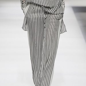 Simple Regular Fit Striped Pants, Skinny Leg Pants, color:Black-white|size:XXL, Stylewe