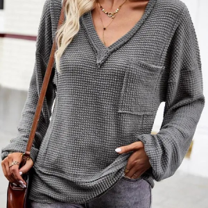 Loose Casual V Neck T-Shirt, T-Shirts, color:Gray|size:XXL, JustFashionNow