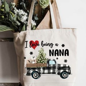 I Love Being A Nana Family Text Letters Casual Shopping Tote Bag, color:White|size:One-size, Lilicloth.com