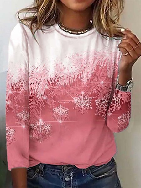 Casual Christmas Long sleeve T-Shirt, T-Shirts, color:Red|size:3XL, JustFashionNow