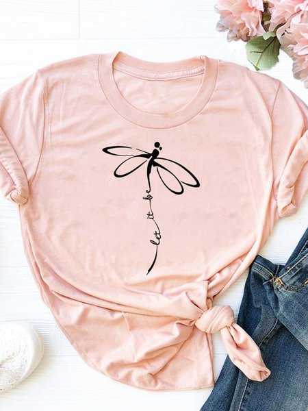 Casual Text Letters Crew Neck Regular Fit T-Shirt, T-Shirts, color:Color9|size:3XL, JustFashionNow