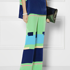 Plus Size Color Block Elegant Fashion Pants, Plus Bottoms, color:Green|size:4X, Stylewe