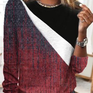 Ethnic Casual Color Block T-Shirt, T-Shirts, color:Multicolor|size:XXL, JustFashionNow