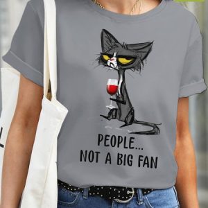 Womens Funny Pepole Not Big Fan Waterproof Oilproof And Stainproof Fabric Casual Crew Neck T-Shirt, color:Gray|size:3XL, Lilicloth.com