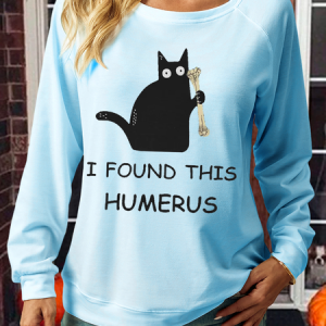 Women's I Found This Humerus Casual Regular Fit Sweatshirt, color:Light Blue|size:3XL, Lilicloth.com