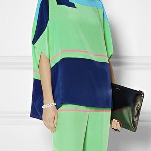 Loose Boat Neck Elegant Half Sleeve Blouse, Blouses and Shirts, color:Green|size:XXL, Stylewe