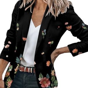 Casual Lapel Collar Floral Blazer, Blazers, color:Color1|size:3XL, JustFashionNow