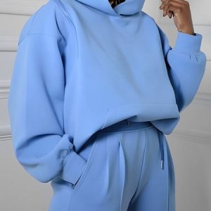 Plain Loose Casual Zipper Hoodie, Hoodies and Sweatshirts, color:Blue|size:XXL, Stylewe